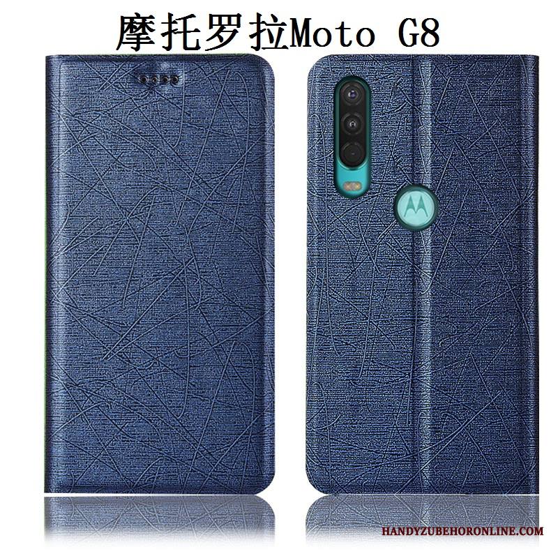 Moto G8 Kuori All Inclusive Nahkakotelo Johdin Puhelimen Kuoret Kulta Murtumaton Suojaus