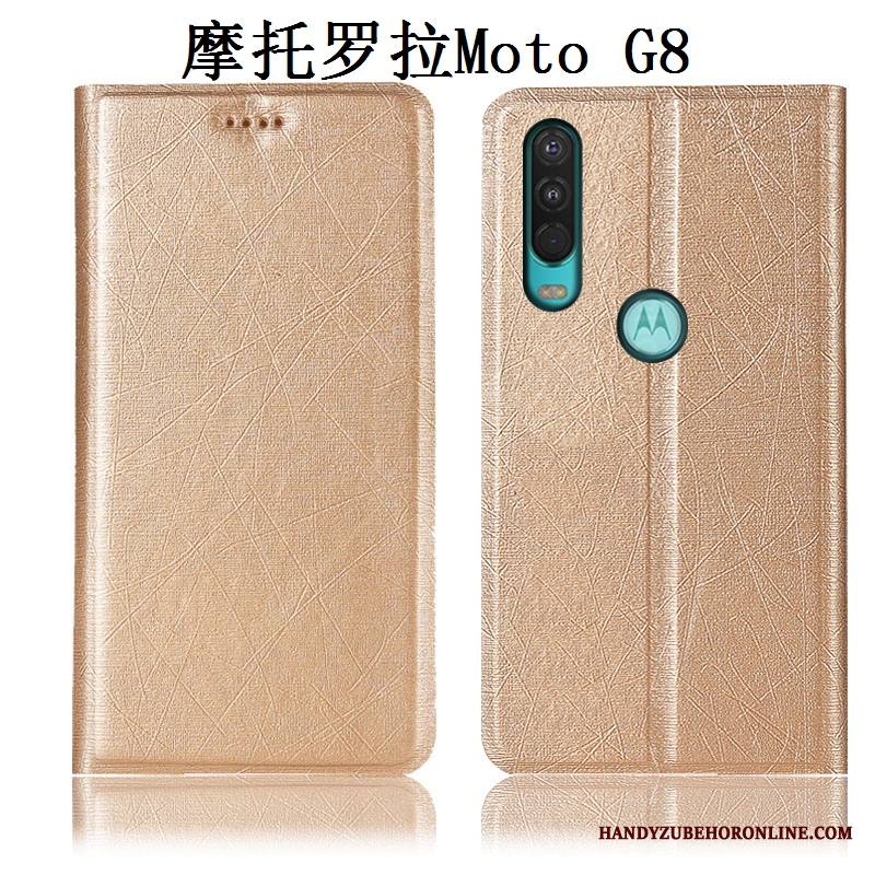 Moto G8 Kuori All Inclusive Nahkakotelo Johdin Puhelimen Kuoret Kulta Murtumaton Suojaus