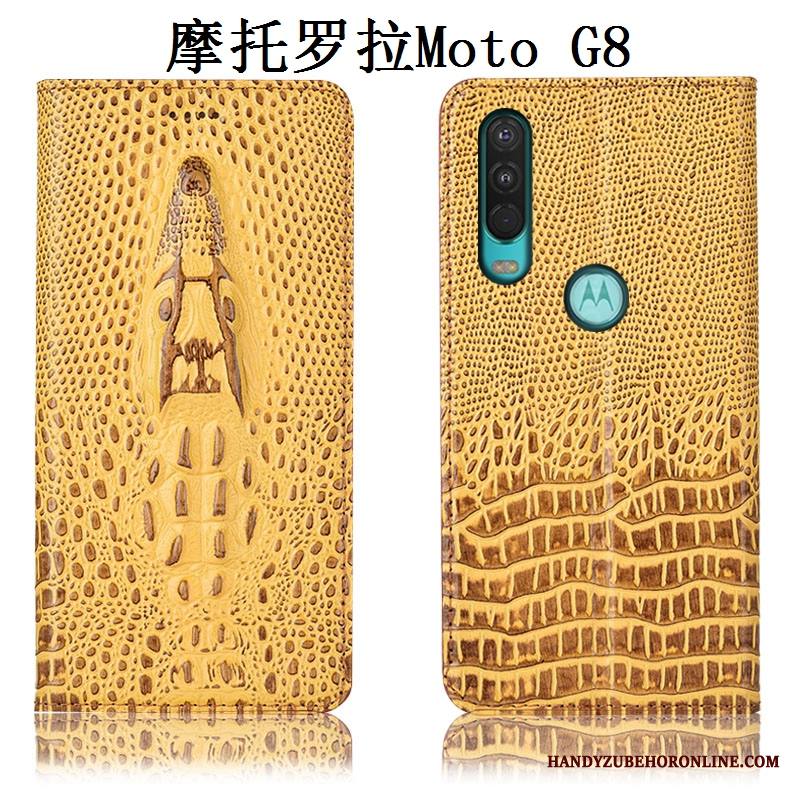 Moto G8 Kuori Murtumaton Aito Nahka Kotelo Puhelimen Kuoret Keltainen Suojaus All Inclusive