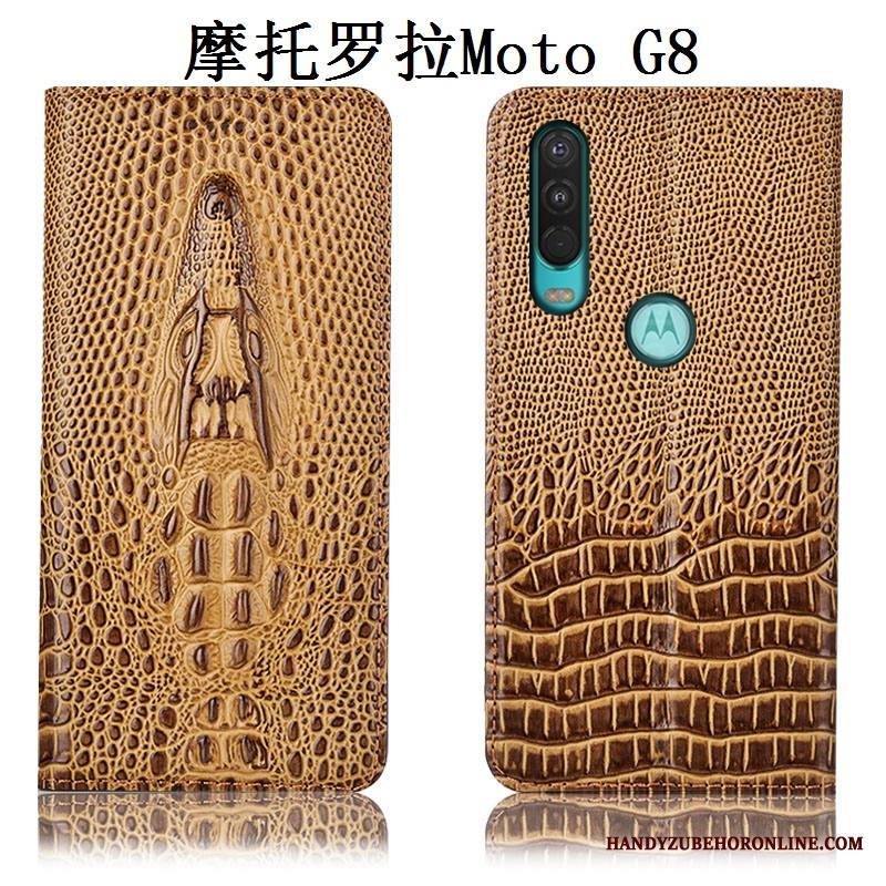 Moto G8 Kuori Murtumaton Aito Nahka Kotelo Puhelimen Kuoret Keltainen Suojaus All Inclusive