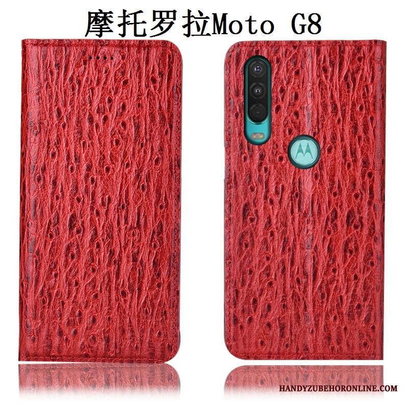 Moto G8 Kuori Tummansininen Murtumaton Aito Nahka Kotelo Puhelimen Kuoret Lintu Suojaus