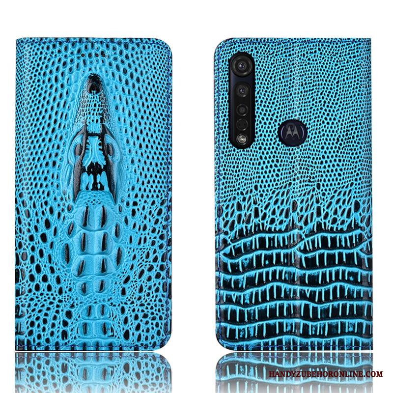 Moto G8 Plus Kuori All Inclusive Krokotiili Aito Nahka Puhelimen Kuoret Murtumaton Suojaus Sininen