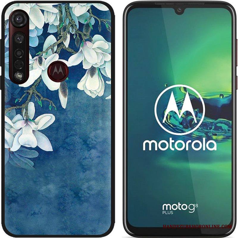 Moto G8 Plus Kuori Jauhe Pu Musta Luova Hyvä Myynti Sarjakuva Kotelo