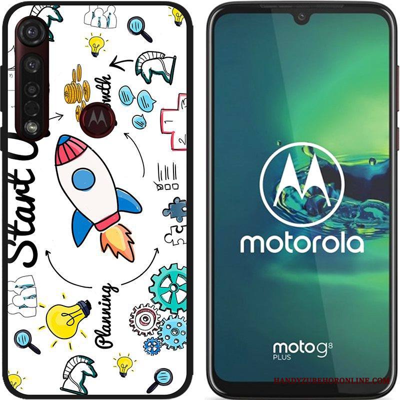 Moto G8 Plus Kuori Jauhe Pu Musta Luova Hyvä Myynti Sarjakuva Kotelo