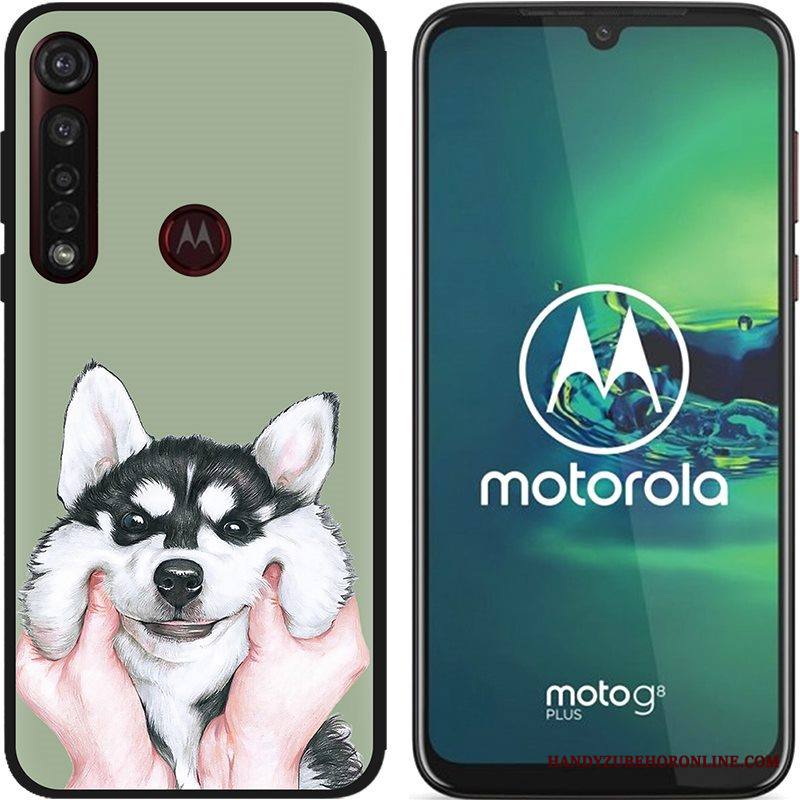 Moto G8 Plus Kuori Jauhe Pu Musta Luova Hyvä Myynti Sarjakuva Kotelo