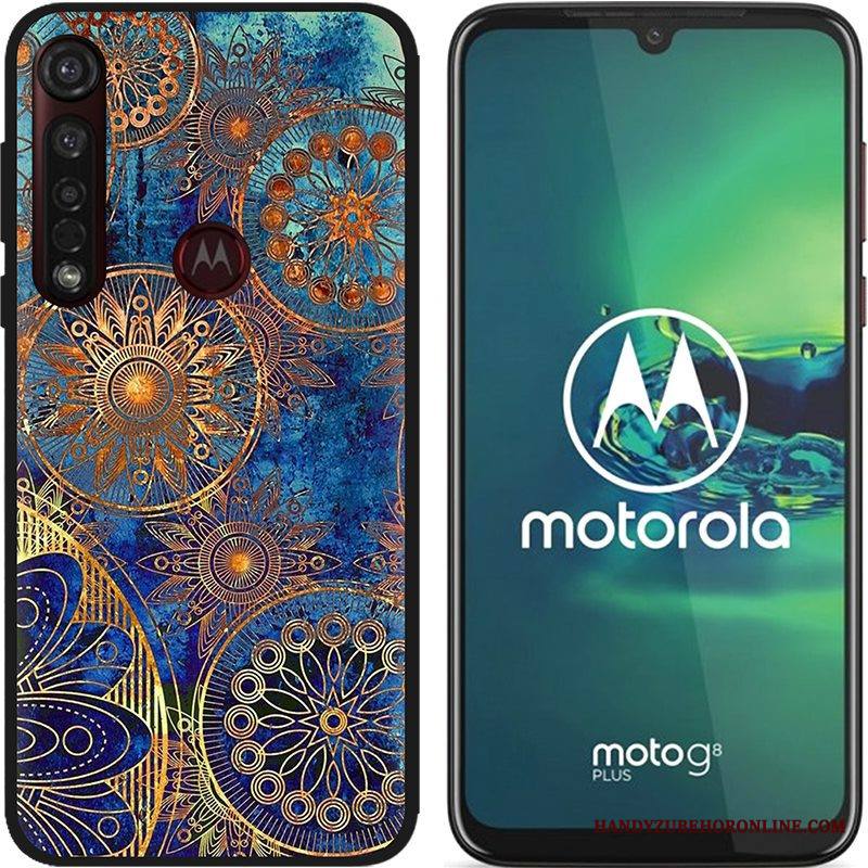 Moto G8 Plus Kuori Jauhe Pu Musta Luova Hyvä Myynti Sarjakuva Kotelo