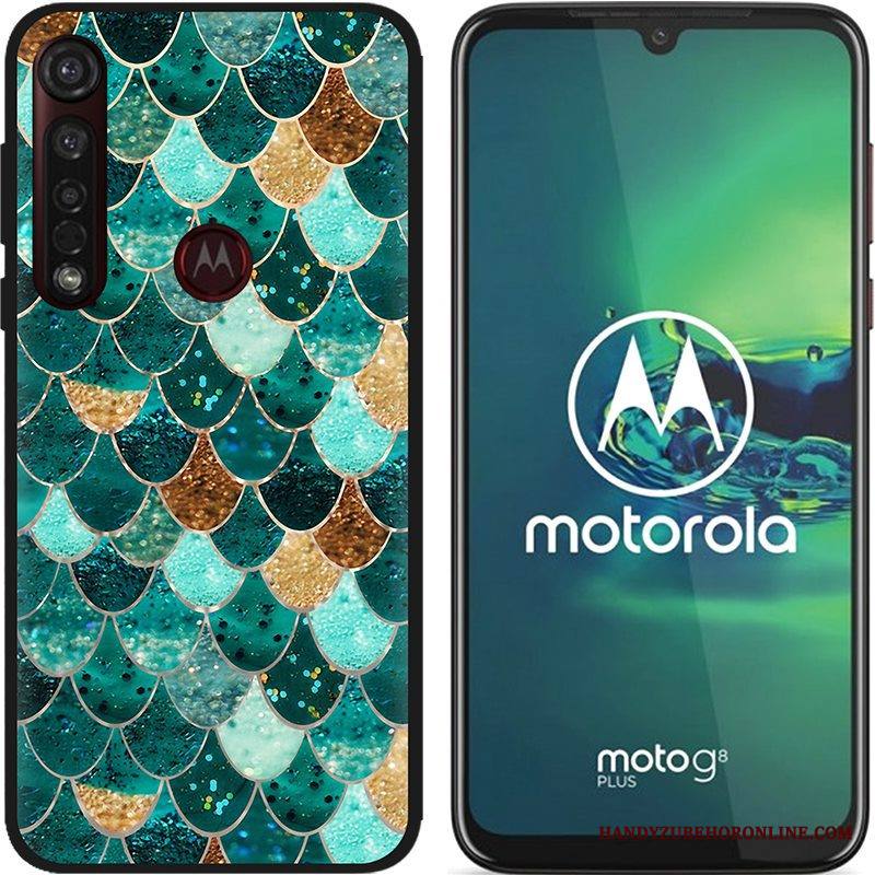 Moto G8 Plus Kuori Jauhe Pu Musta Luova Hyvä Myynti Sarjakuva Kotelo