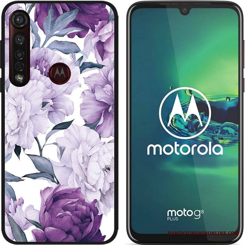 Moto G8 Plus Kuori Jauhe Pu Musta Luova Hyvä Myynti Sarjakuva Kotelo