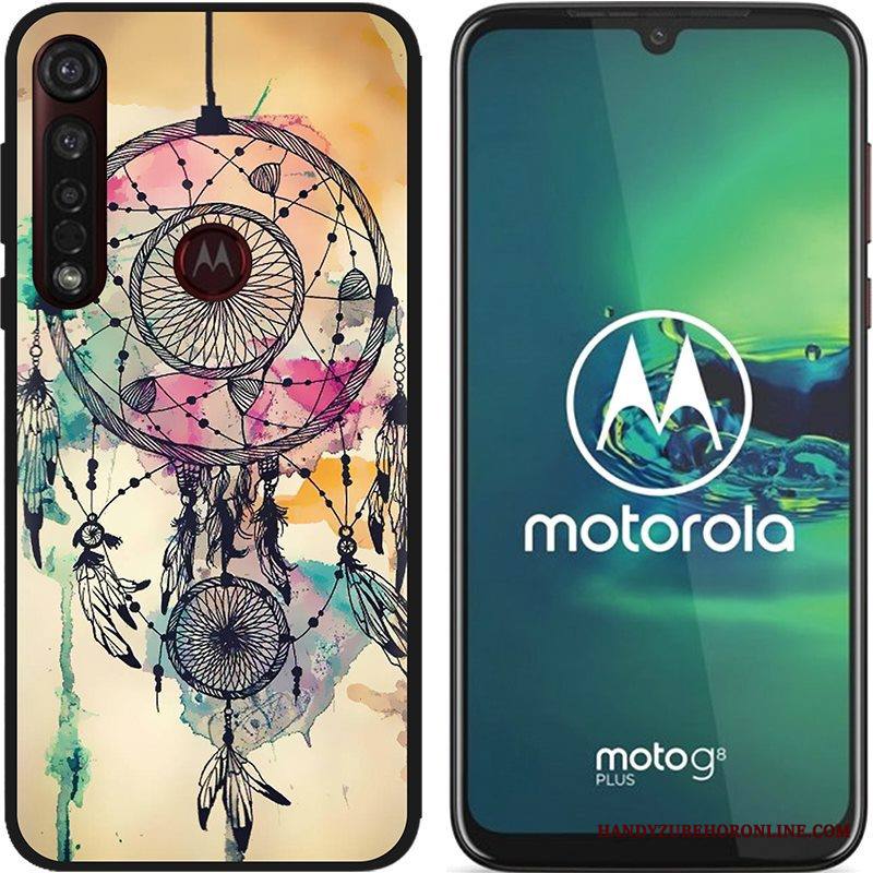 Moto G8 Plus Kuori Jauhe Pu Musta Luova Hyvä Myynti Sarjakuva Kotelo