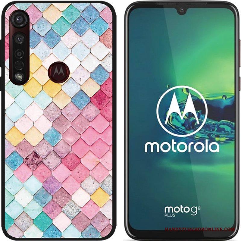 Moto G8 Plus Kuori Jauhe Pu Musta Luova Hyvä Myynti Sarjakuva Kotelo