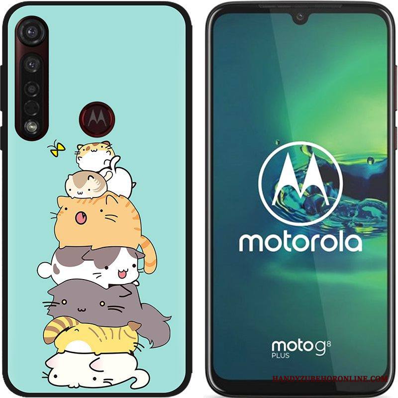 Moto G8 Plus Kuori Jauhe Pu Musta Luova Hyvä Myynti Sarjakuva Kotelo