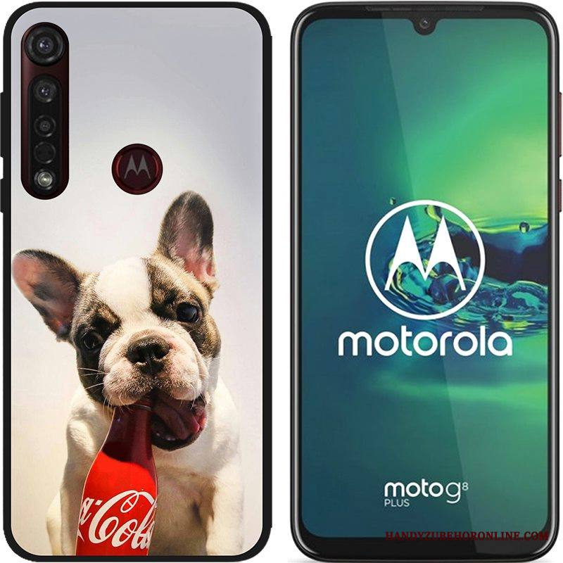 Moto G8 Plus Kuori Jauhe Pu Musta Luova Hyvä Myynti Sarjakuva Kotelo