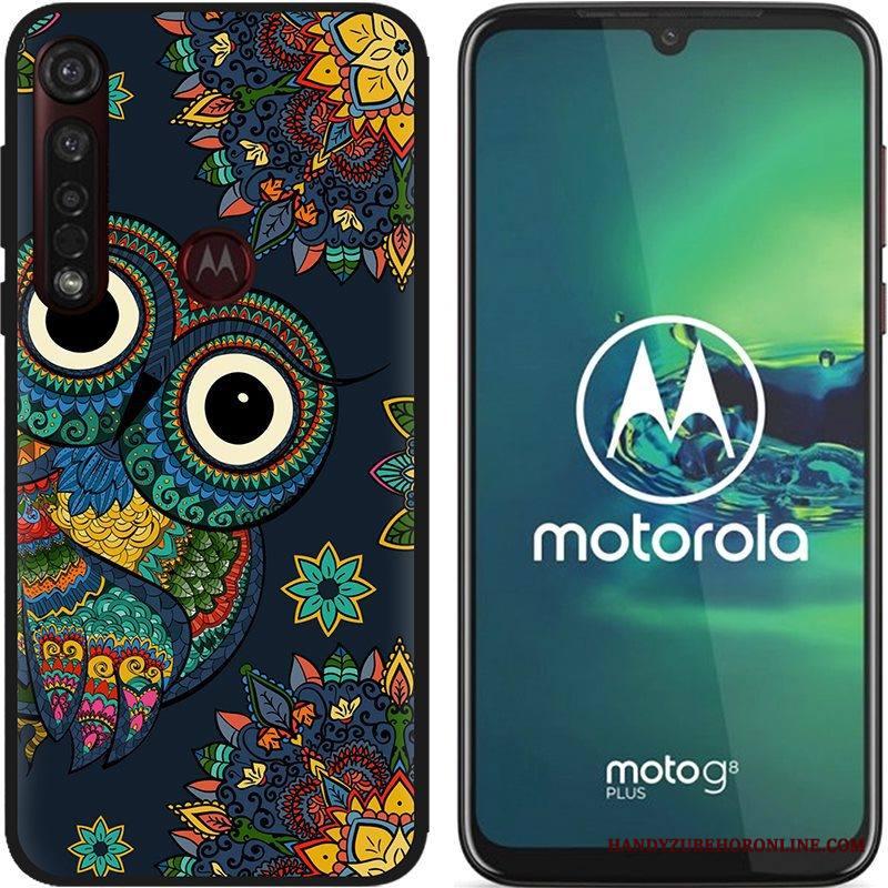 Moto G8 Plus Kuori Jauhe Pu Musta Luova Hyvä Myynti Sarjakuva Kotelo