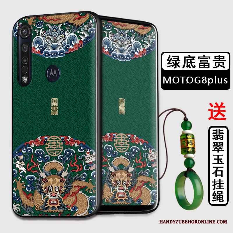 Moto G8 Plus Kuori Kotelo Suojaus Puhelimen Kuoret Kiinalainen Tyyli Silikoni Musta Murtumaton