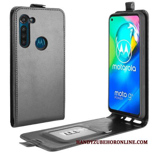 Moto G8 Power Kuori Puhelimen Kuoret Kotelo Kortti Liiketoiminta Musta Nahkakotelo Trendi