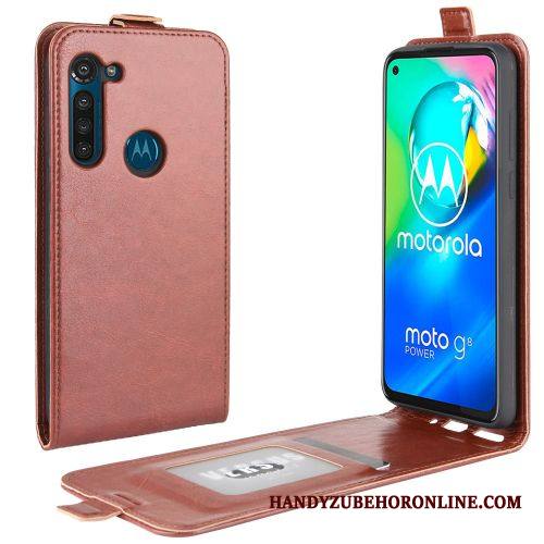 Moto G8 Power Kuori Puhelimen Kuoret Kotelo Kortti Liiketoiminta Musta Nahkakotelo Trendi