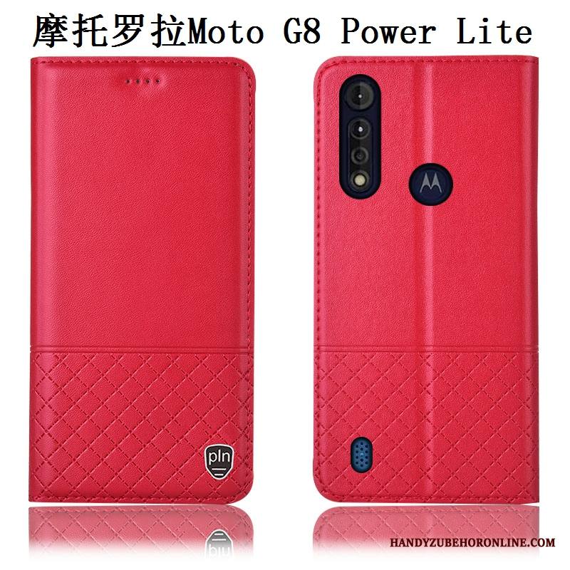 Moto G8 Power Lite Kuori Murtumaton Aito Nahka Puhelimen Kuoret Sininen Nahkakotelo