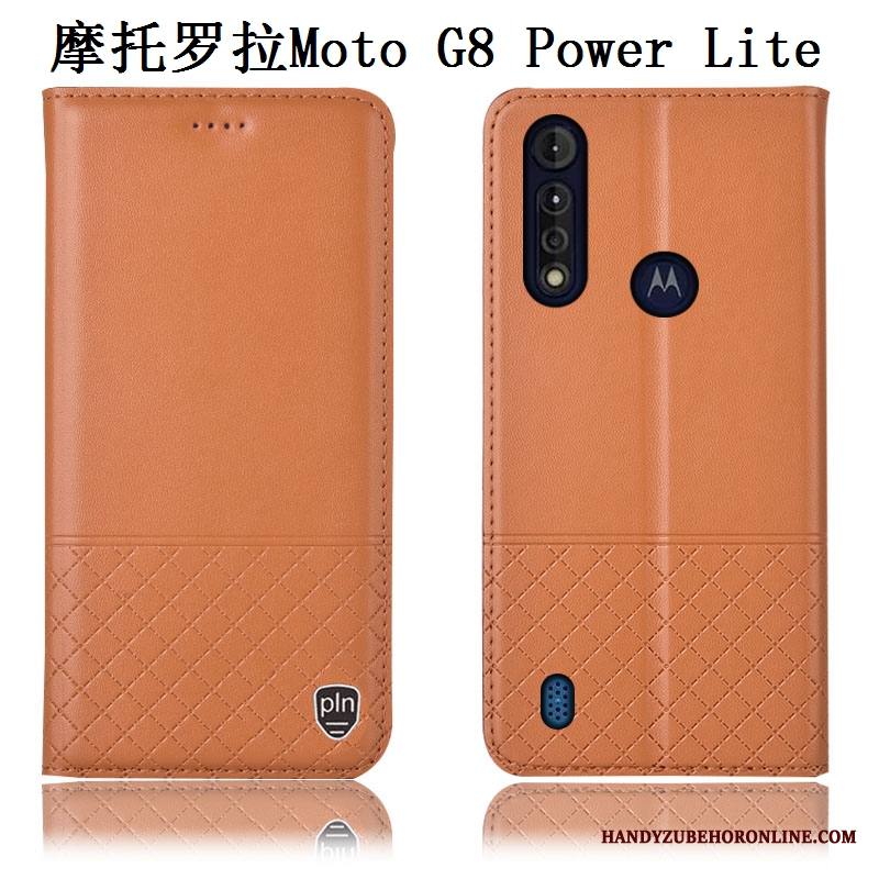 Moto G8 Power Lite Kuori Murtumaton Aito Nahka Puhelimen Kuoret Sininen Nahkakotelo