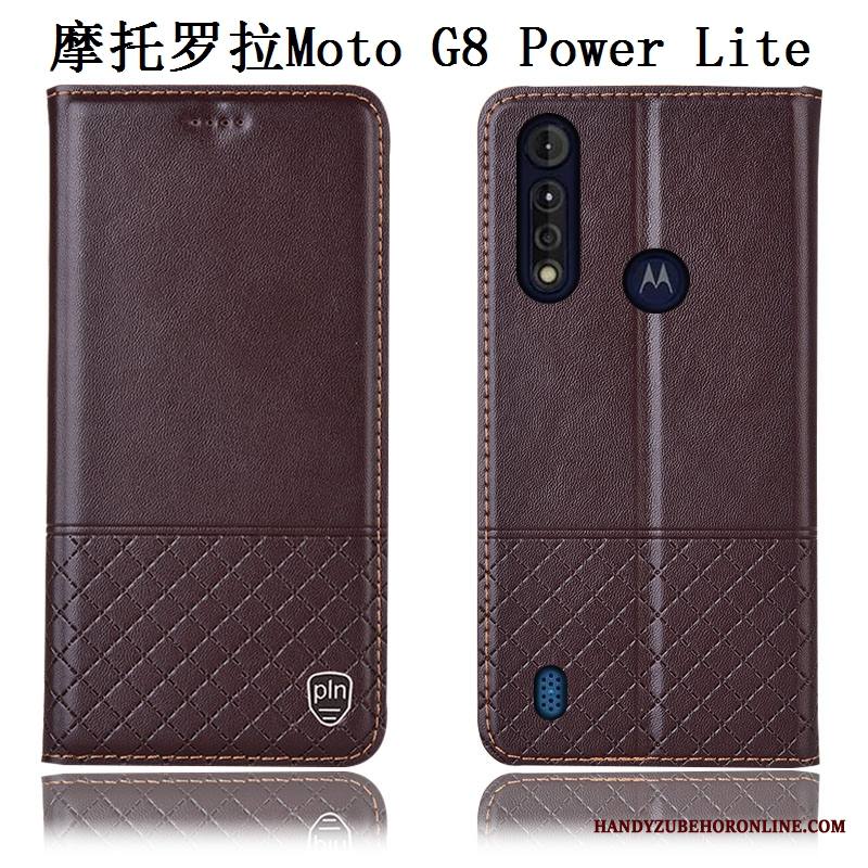 Moto G8 Power Lite Kuori Murtumaton Aito Nahka Puhelimen Kuoret Sininen Nahkakotelo