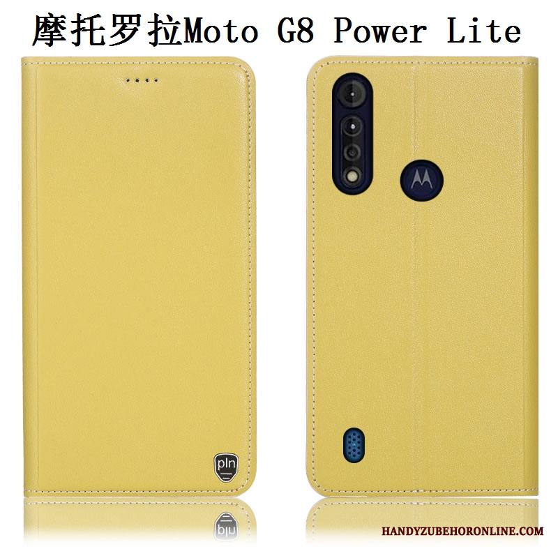 Moto G8 Power Lite Kuori Suojaus Murtumaton Keltainen Puhelimen Kuoret Kukkakuvio Aito Nahka Kotelo