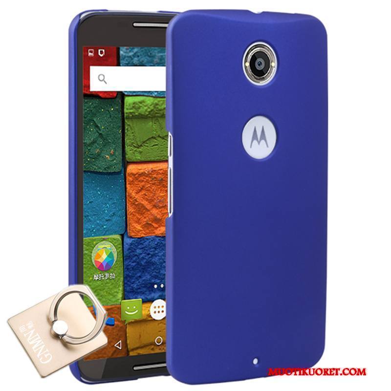 Moto Nexus 6 Suojaus Murtumaton Kuori Pesty Suede Kotelo Kova Sininen