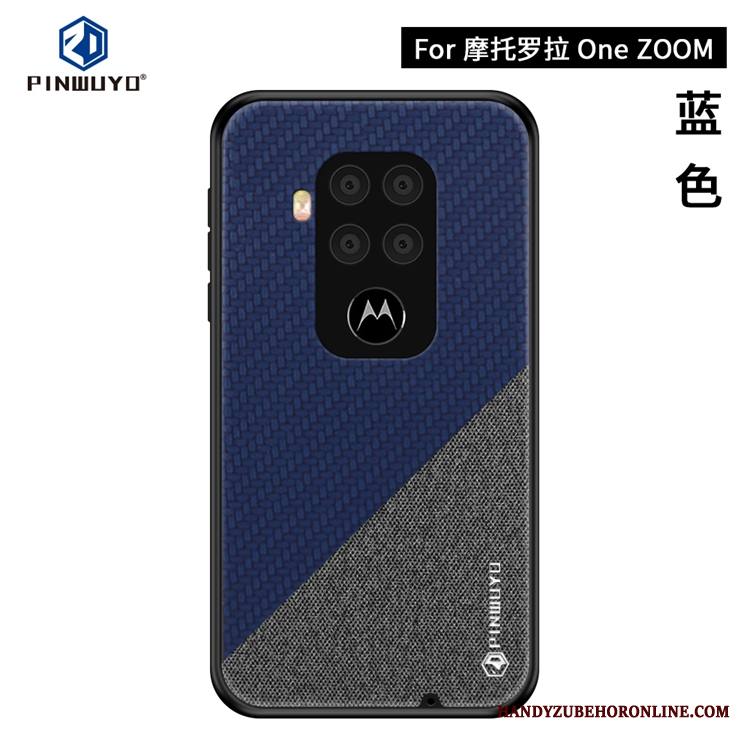 Motorola One Zoom Kuori Sininen Ultra Ohut Kukkakuvio Puhelimen Kuoret