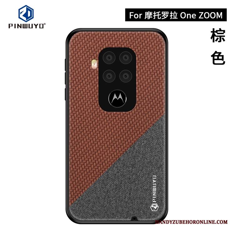 Motorola One Zoom Kuori Sininen Ultra Ohut Kukkakuvio Puhelimen Kuoret