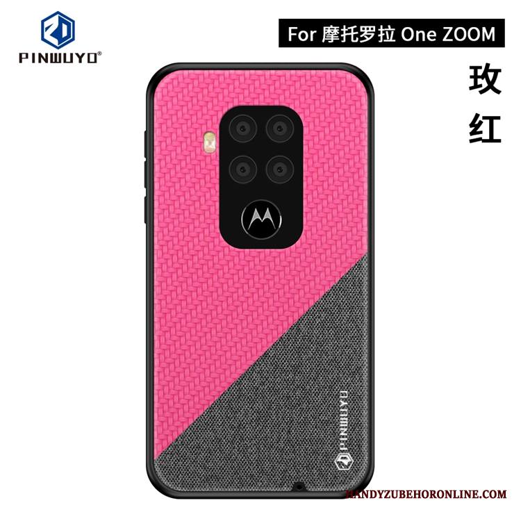 Motorola One Zoom Kuori Sininen Ultra Ohut Kukkakuvio Puhelimen Kuoret