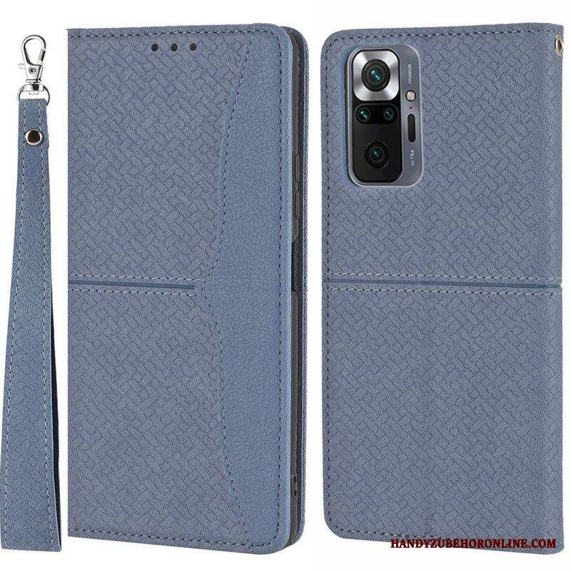 Nahkakotelo Xiaomi Redmi Note 10 Pro Suojaketju Kuori Strappy Woven Leather Style