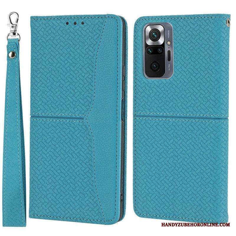 Nahkakotelo Xiaomi Redmi Note 10 Pro Suojaketju Kuori Strappy Woven Leather Style