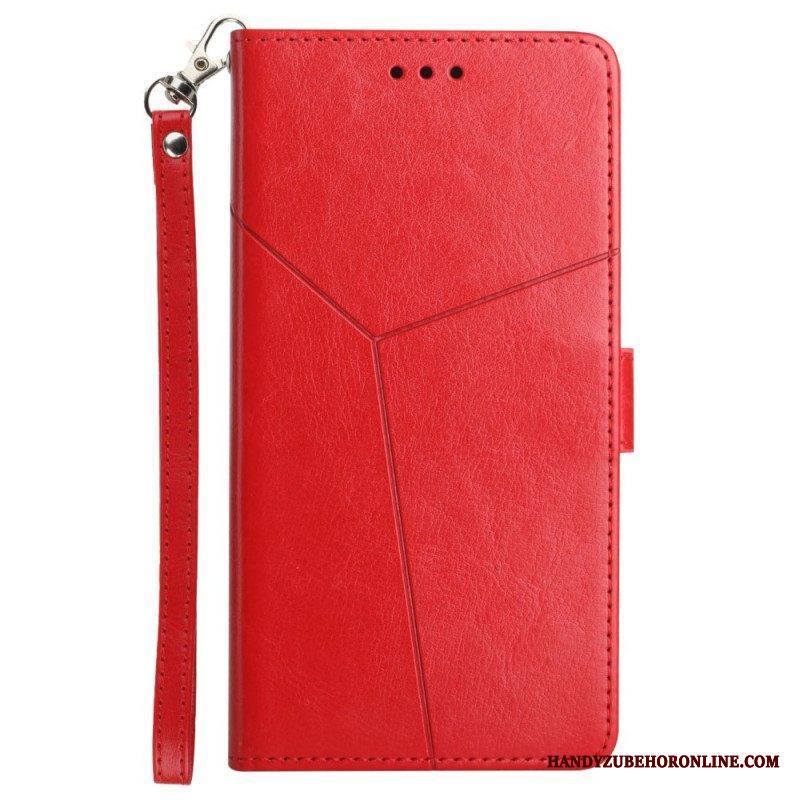 Nahkakotelo Xiaomi Redmi Note 11 Pro Plus 5G Suojaketju Kuori Strappy Geometric Leather Style