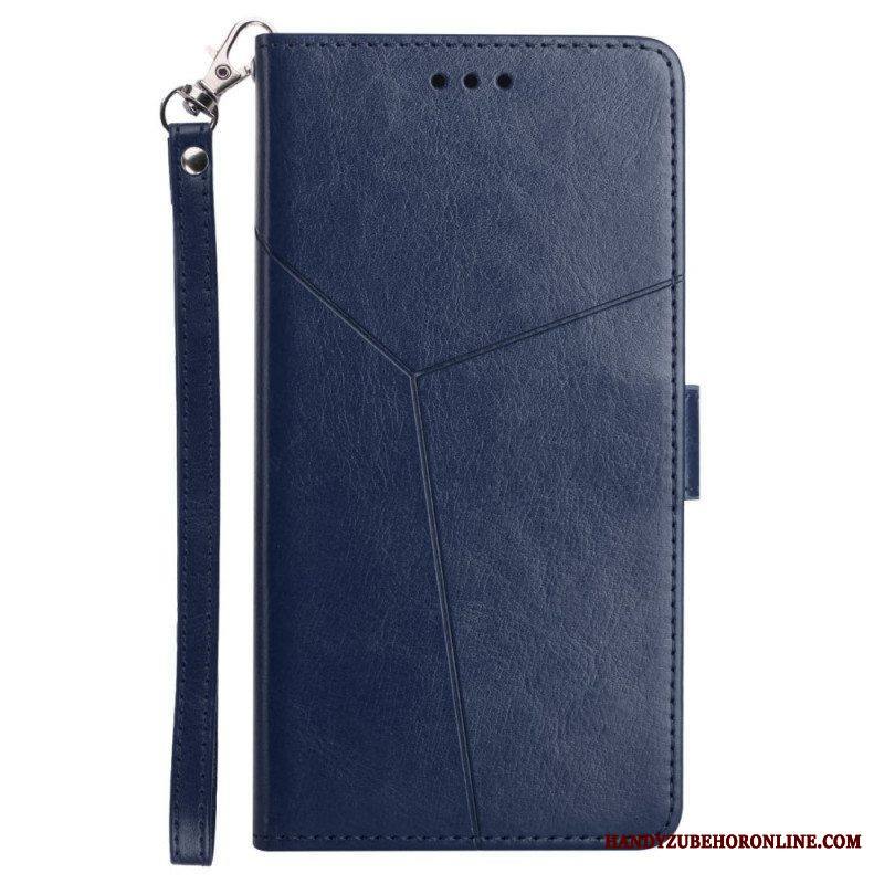 Nahkakotelo Xiaomi Redmi Note 11 Pro Plus 5G Suojaketju Kuori Strappy Geometric Leather Style