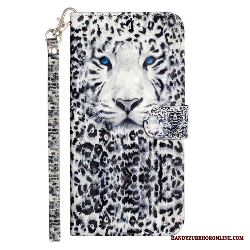 Nahkakotelo iPhone 15 Pro Max Suojaketju Kuori 3d Leopard Hihnalla