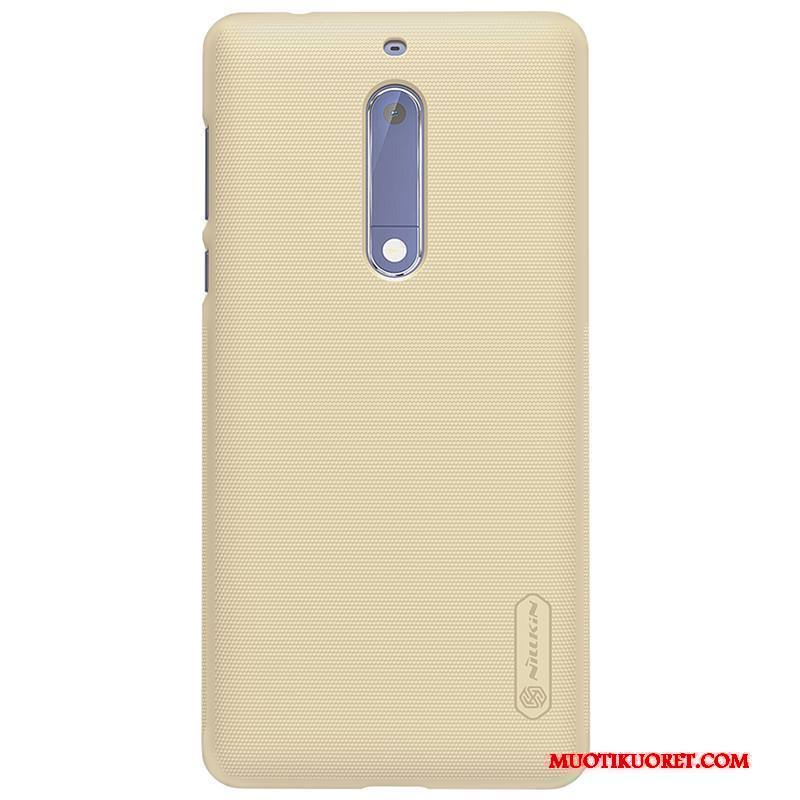 Nokia 5 Murtumaton Musta Kuori Kulta Puhelimen Kuoret Pesty Suede Suojaus