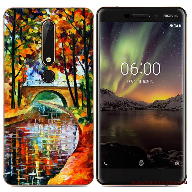 Nokia 6.1 Kuori Luova Suojaus Yksinkertainen Sarjakuva Monivärinen Pehmeä Neste Trendi