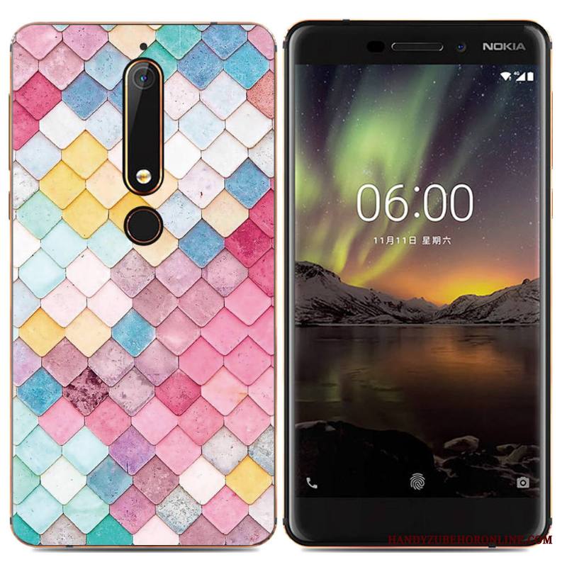 Nokia 6.1 Kuori Luova Suojaus Yksinkertainen Sarjakuva Monivärinen Pehmeä Neste Trendi