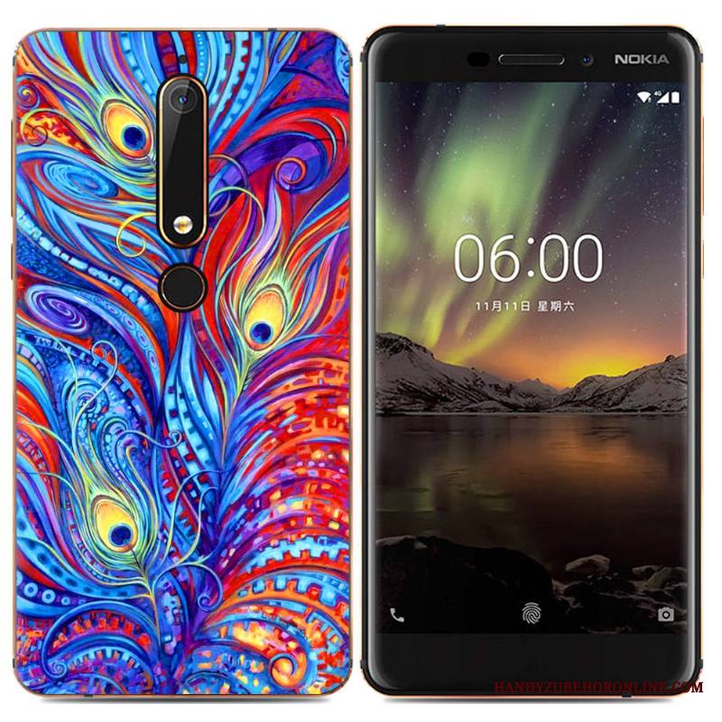 Nokia 6.1 Kuori Luova Suojaus Yksinkertainen Sarjakuva Monivärinen Pehmeä Neste Trendi