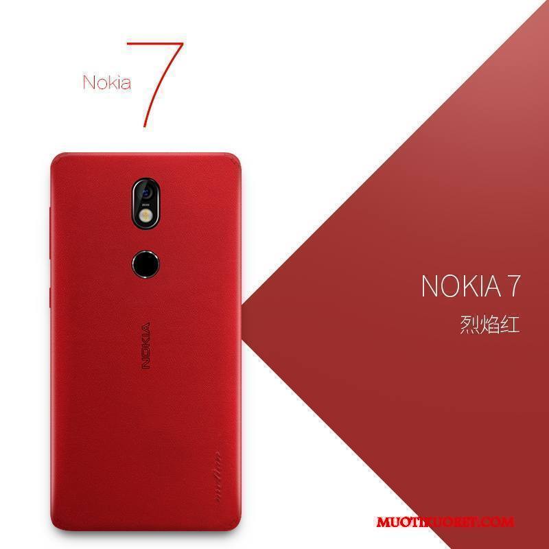 Nokia 7 Kuori Suojaus Aito Nahka Ultra Musta Ohut All Inclusive Luova