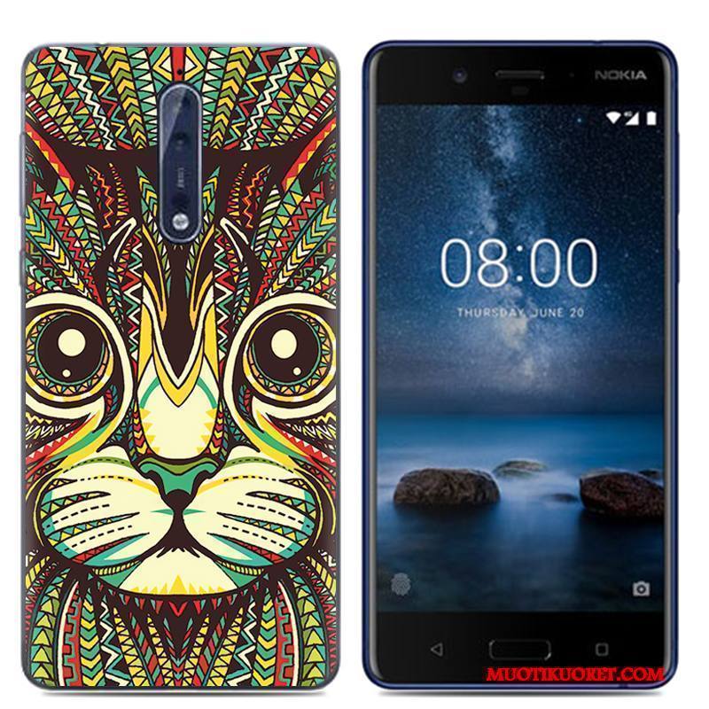 Nokia 8 Suojaus Pehmeä Neste Puhelimen Kuori Persoonallisuus Valkoinen Sarjakuva