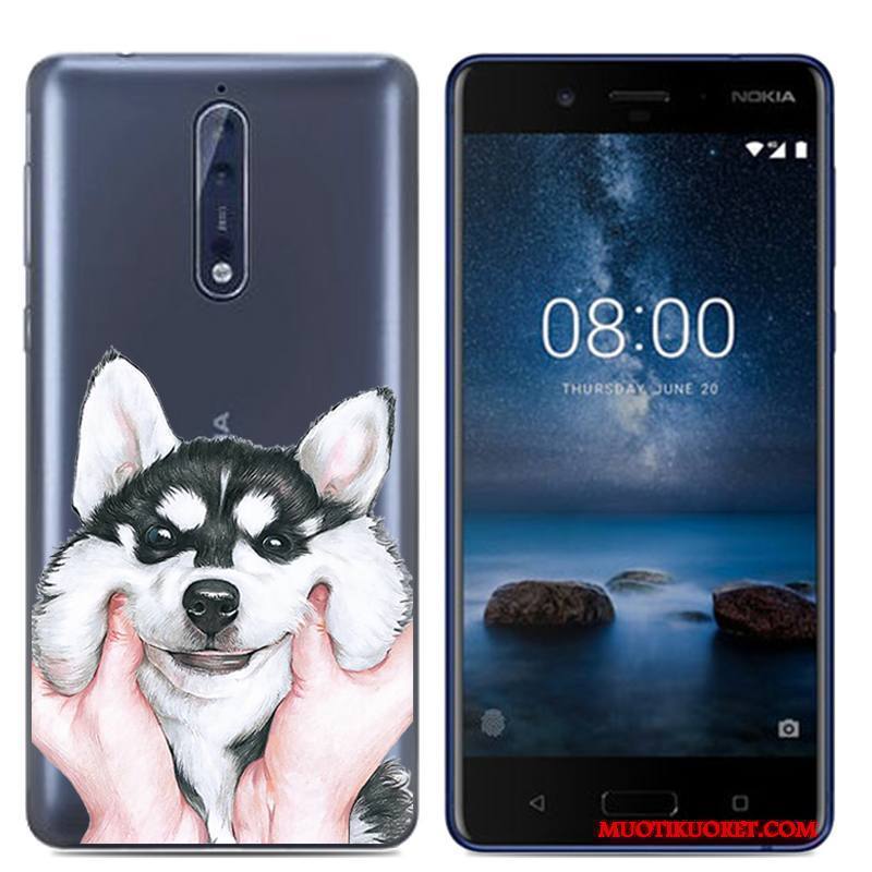 Nokia 8 Suojaus Pehmeä Neste Puhelimen Kuori Persoonallisuus Valkoinen Sarjakuva