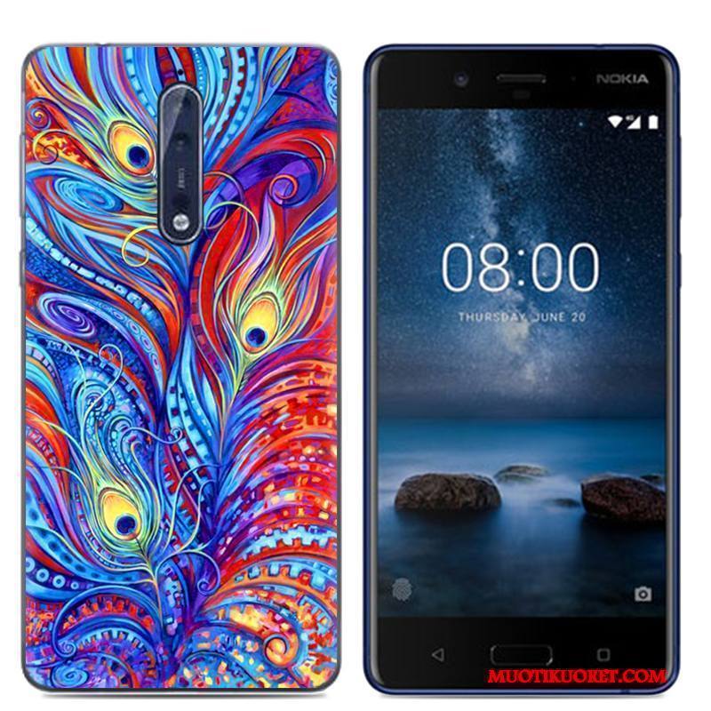 Nokia 8 Suojaus Pehmeä Neste Puhelimen Kuori Persoonallisuus Valkoinen Sarjakuva