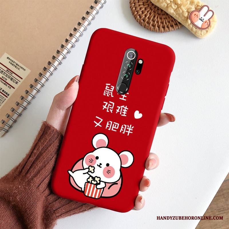 Redmi Note 8 Pro Kuori Kukka Rotta Trendi Suojaus Pesty Suede Net Red Silikoni