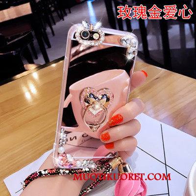 Samsung Galaxy A3 2016 Kuori Pinkki Puhelimen Kuoret Kulta Rhinestone Inlay Ylellisyys Tähti Peili