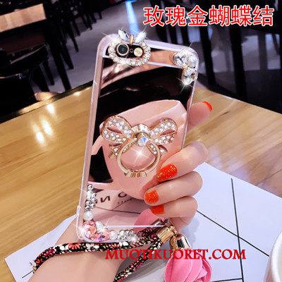 Samsung Galaxy A3 2016 Kuori Pinkki Puhelimen Kuoret Kulta Rhinestone Inlay Ylellisyys Tähti Peili