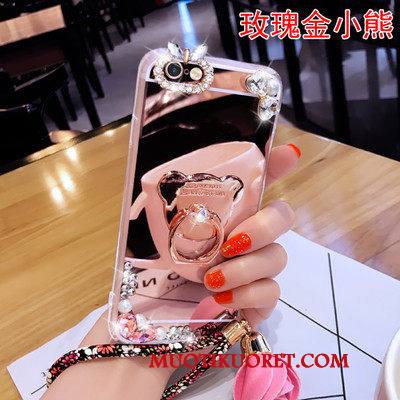 Samsung Galaxy A3 2016 Kuori Pinkki Puhelimen Kuoret Kulta Rhinestone Inlay Ylellisyys Tähti Peili