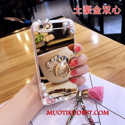 Samsung Galaxy A3 2016 Kuori Pinkki Puhelimen Kuoret Kulta Rhinestone Inlay Ylellisyys Tähti Peili