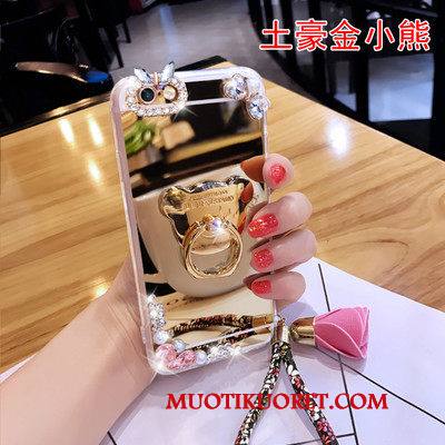 Samsung Galaxy A3 2016 Kuori Pinkki Puhelimen Kuoret Kulta Rhinestone Inlay Ylellisyys Tähti Peili