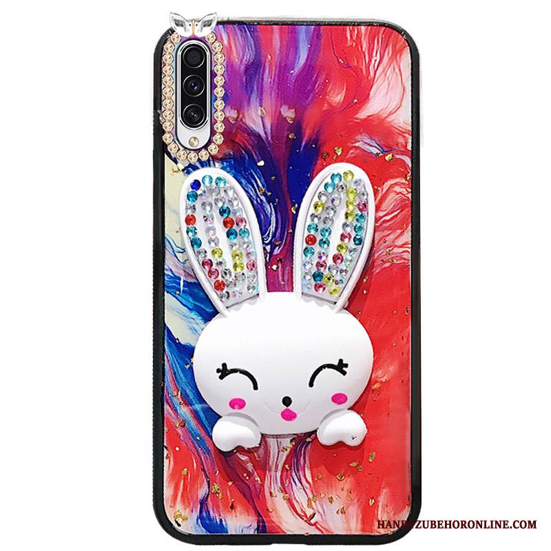 Samsung Galaxy A50s Kuori Luova Kotelo Pompon Pehmeä Neste Rhinestone Inlay Ripustettavat Koristeet Tuki