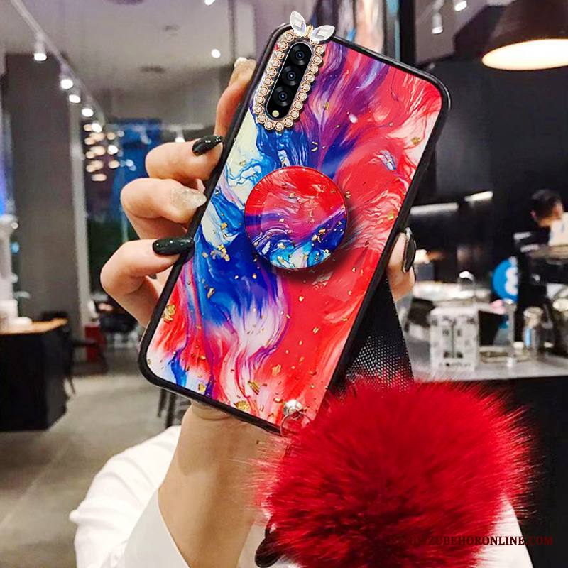 Samsung Galaxy A50s Kuori Punainen Tähti Kotelo Tuki Rhinestone Inlay Kova Suojaus