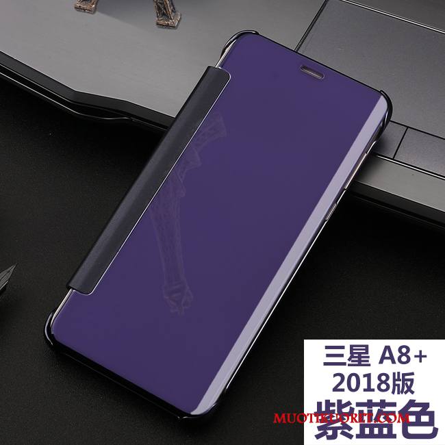 Samsung Galaxy A8+ Peili Nahkakotelo Puhelimen Kuoret Simpukka Kuori Violetti Pinnoitus